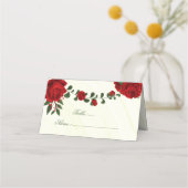 Carte De Placement belle fleurs rouges vert feuilles (Devant)