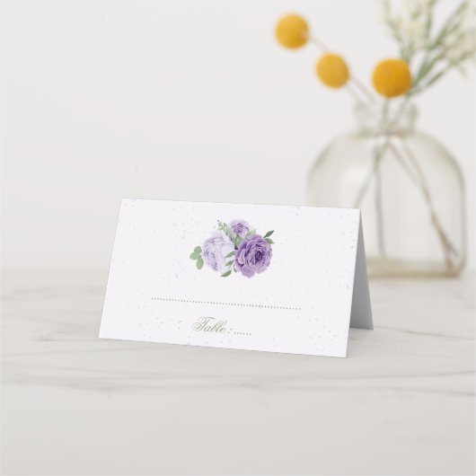 Carte De Placement belle fleurs violettes vert feuille botanique pl (Devant)