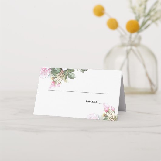 Carte De Placement Belle rose peinte Roses BarefootBride™ (Devant)