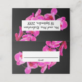 Carte De Placement Belles Orchidées Roses Sur Mariage Noir (Extérieur déplié)