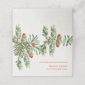 Carte De Placement Berries Rouges Et Mariage De Noël Festif Feuille (Extérieur déplié)