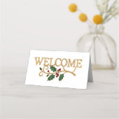 Carte De Placement Bienvenue invité de Noël houx (Devant)