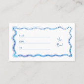 Carte De Placement Billet Bleu Bleu Bleu Bleu Bleu Professionnel Logo (Dos)