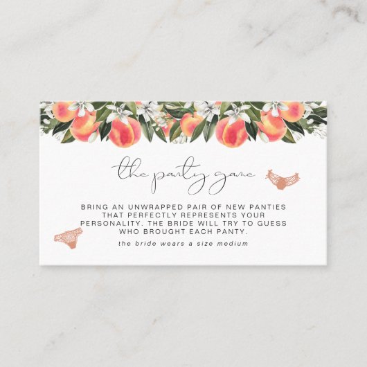 Carte De Placement Billet de jeu SAVANNAH Peach Bachelorette Panty (Devant)