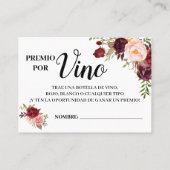 Carte De Placement Billet de tirage de vin français espagnol (Dos)