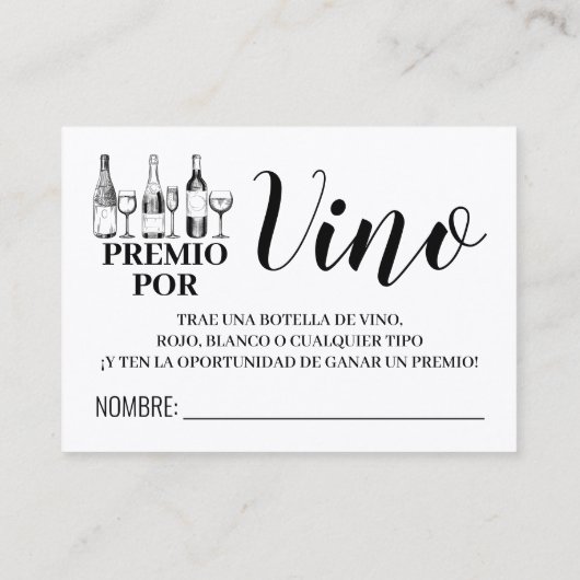 Carte De Placement Billet de tirage de vin français espagnol (Dos)