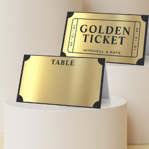 Carte De Placement Billet d'or Mariage noir et or