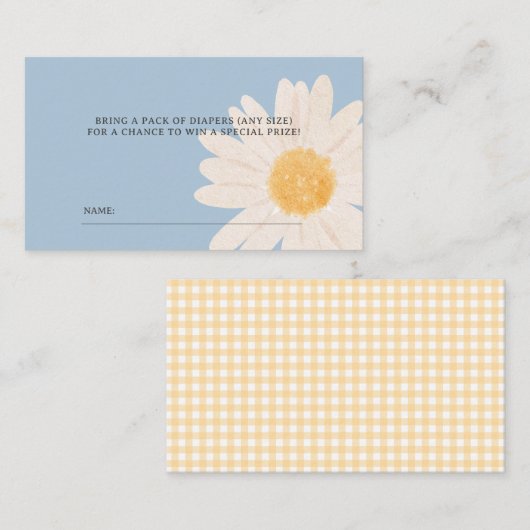 Carte De Placement Billet Petit Baby shower Daisy Raffle (Devant / Derrière)