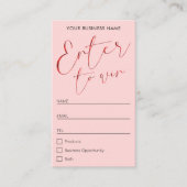 Carte De Placement Billet Raffle Prix Feminine Pink & Red Script (Devant)