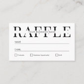 Carte De Placement Billet simple moderne noir & blanc Business Raffle (Devant)