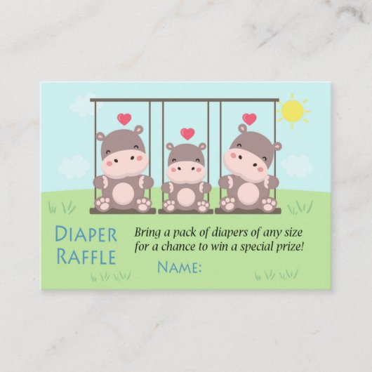 Carte De Placement Billets de rabat Hippo Diaper (Devant)