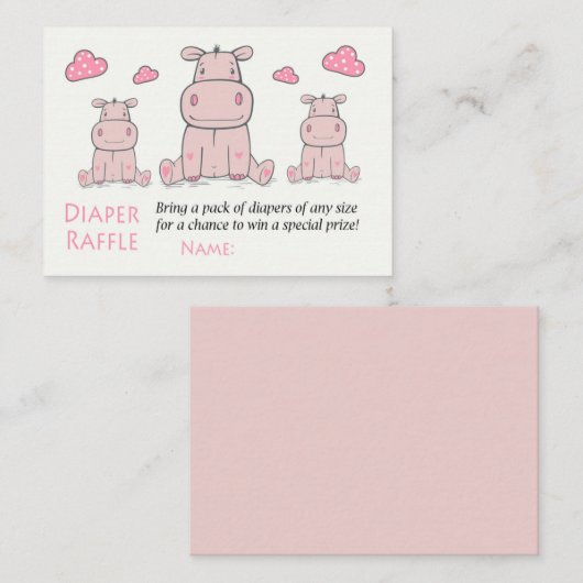 Carte De Placement Billets de rabat Hippo rose (Devant / Derrière)