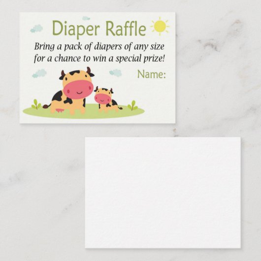 Carte De Placement Billets de rousseur de vaches (Devant / Derrière)