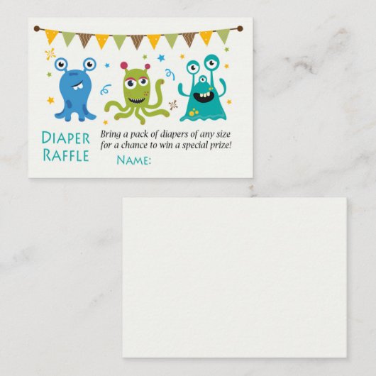 Carte De Placement Billets de rousseur Monster Diaper (Devant / Derrière)