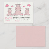 Carte De Placement Billets de tombola de couche Rose Hippo (Devant / Derrière)