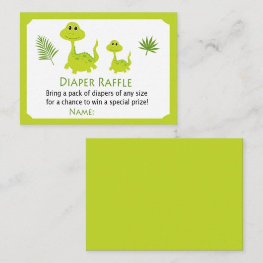 Carte De Placement Billets Dinosaure Dineuse Vert (Devant / Derrière)