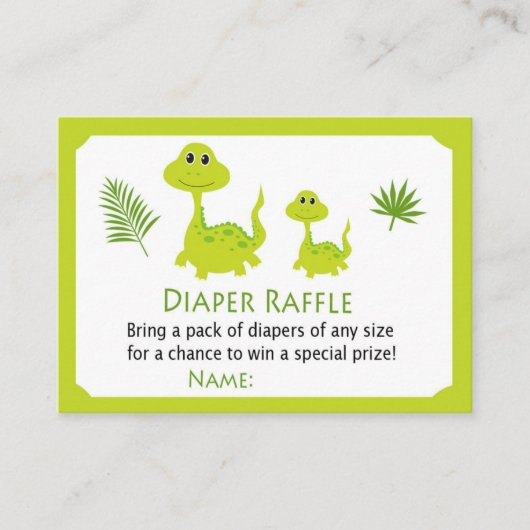 Carte De Placement Billets Dinosaure Dineuse Vert (Devant)