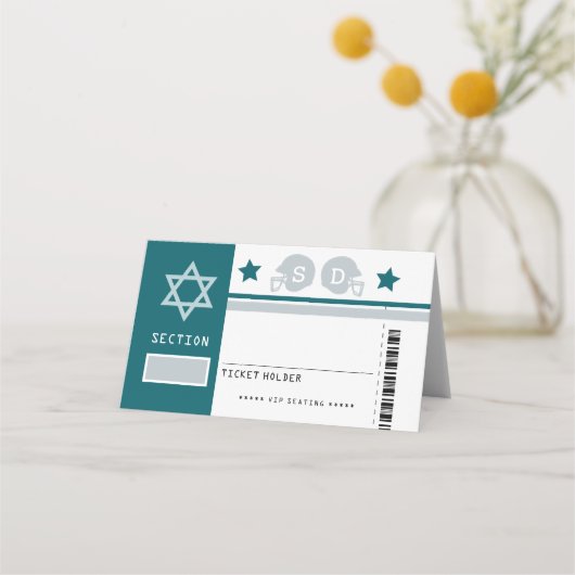 Carte De Placement Billetterie Green Grey Bat mitzvah Siège (Devant)