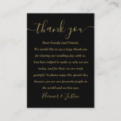 Carte De Placement Black And Gold Script Wedding Thank You  (Devant)