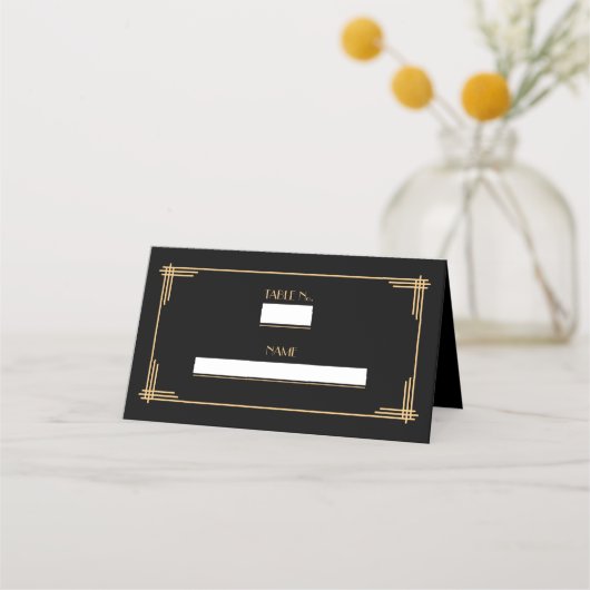 Carte De Placement Black Art Déco Grand Gatsby Numéro Lieu (Devant)