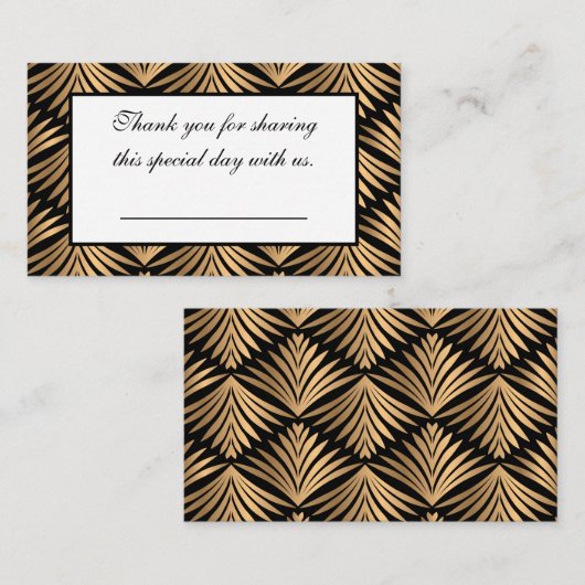 Carte De Placement Black Gold Art Déco Gatsby Mariage Merci (Devant / Derrière)