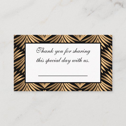 Carte De Placement Black Gold Art Déco Gatsby Mariage Merci (Devant)