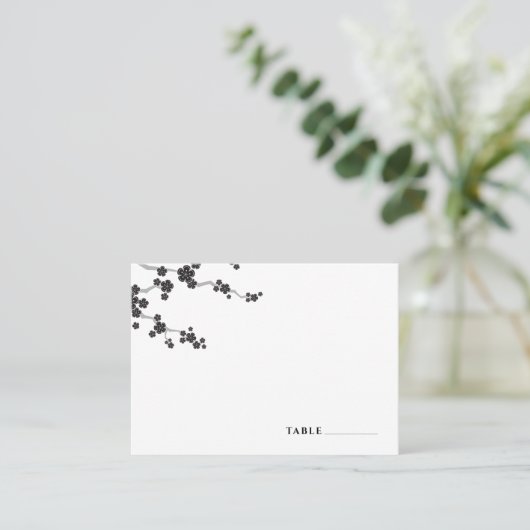 Carte De Placement Black Sakura Fleurs cerises fleurs Mariage zen (Debout devant)