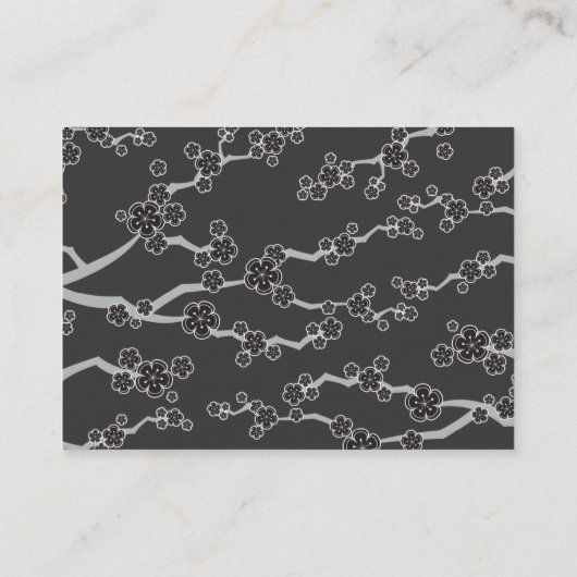Carte De Placement Black Sakura Fleurs cerises fleurs Mariage zen (Dos)
