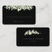 Carte De Placement Black Snowberry + Eucalyptus Mariage plat (Devant / Derrière)