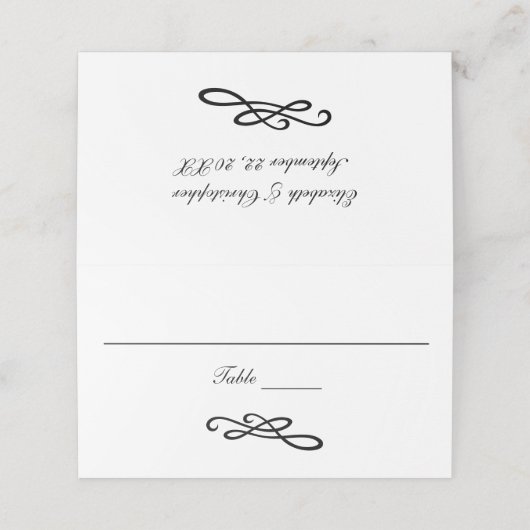 Carte De Placement Black White Swirl Flourdir Formel traditionnel (Extérieur déplié)