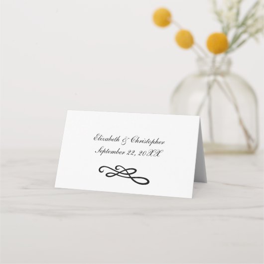 Carte De Placement Black White Swirl Flourdir Formel traditionnel (Dos)