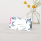 CARTE DE PLACEMENT BLANC DOUX BLEU BLEU FLORAL 25E TOUT ÂGE ANNIVERSA (Devant)