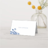 Carte De Placement Blanc et bleu | Mariage floral (Dos)