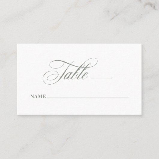 Carte De Placement Blanc et vert Sage | Appartement Mariage classique (Devant)