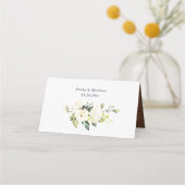 Carte De Placement Blanc Floral Rustique Mariage Élégant (Dos)