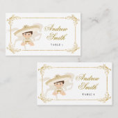 Carte De Placement Blanc Gold Mexicain Boy Baptême 1er anniversaire (Devant / Derrière)