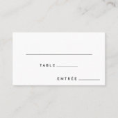 Carte De Placement Blanc moderne Bold Mariage Entree Choix plat (Devant)