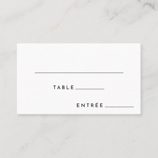 Carte De Placement Blanc moderne Bold Mariage Entree Choix plat (Devant)
