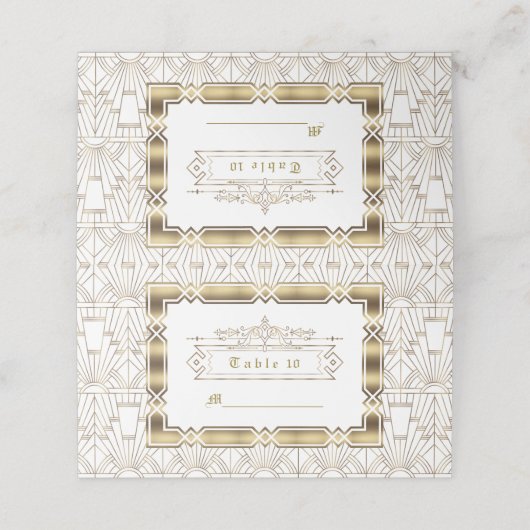 Carte De Placement Blanc noir Art déco Gatsby 1920 Style Mariage (Extérieur déplié)
