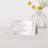 Carte De Placement Blanc & Rose Gold Agate Réservé Mariage de siège (Dos)
