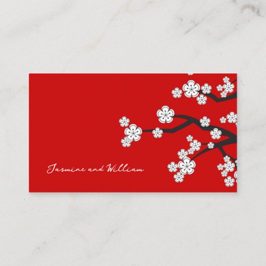 Carte De Placement Blanc Zen Sakura Cerry Blossoms Mariage d'Asie Rou (Dos)
