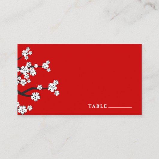 Carte De Placement Blanc Zen Sakura Cerry Blossoms Mariage d'Asie Rou (Devant)