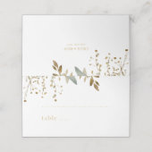 Carte De Placement BLANCHE | Aquarelle Imitation Gold Foliing Mariage (Extérieur déplié)