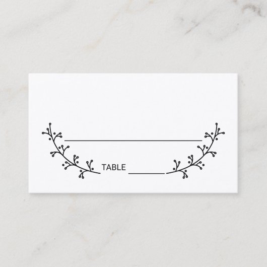Carte De Placement Blank Rustic Laurels Kraft Mariage papier (Devant)