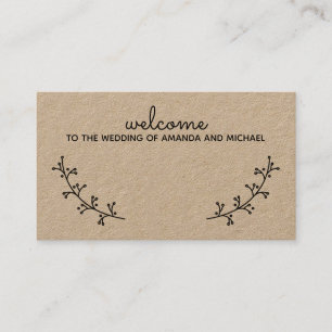 Carte De Placement Blank Rustic Laurels Kraft papier Mariage Place vo
