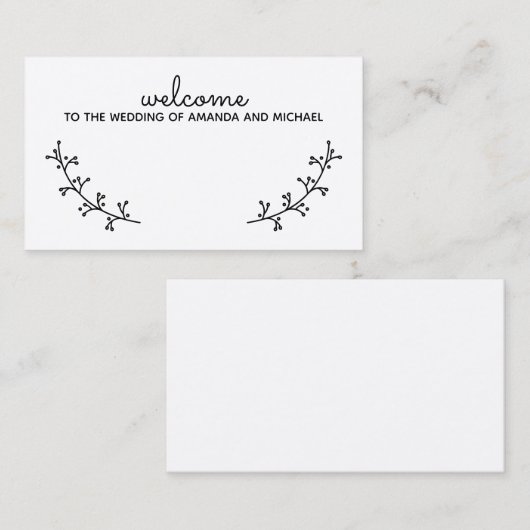 Carte De Placement Blank Rustic Laurels Mariage (Devant / Derrière)