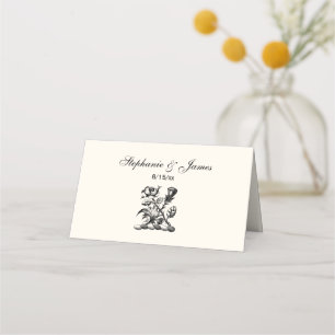 Carte De Placement Blason Rose & Chardon Armoiries Cimier Emblème