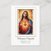 Carte De Placement Blessed Sacred Heart Jesus Memorial Prayer Card (Devant)
