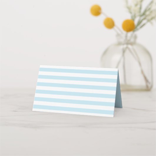 Carte De Placement Bleu à rayures nautiques. Mariage rayé moderne (Dos)