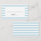 Carte De Placement Bleu à rayures nautiques. Mariage rayé moderne (Devant / Derrière)